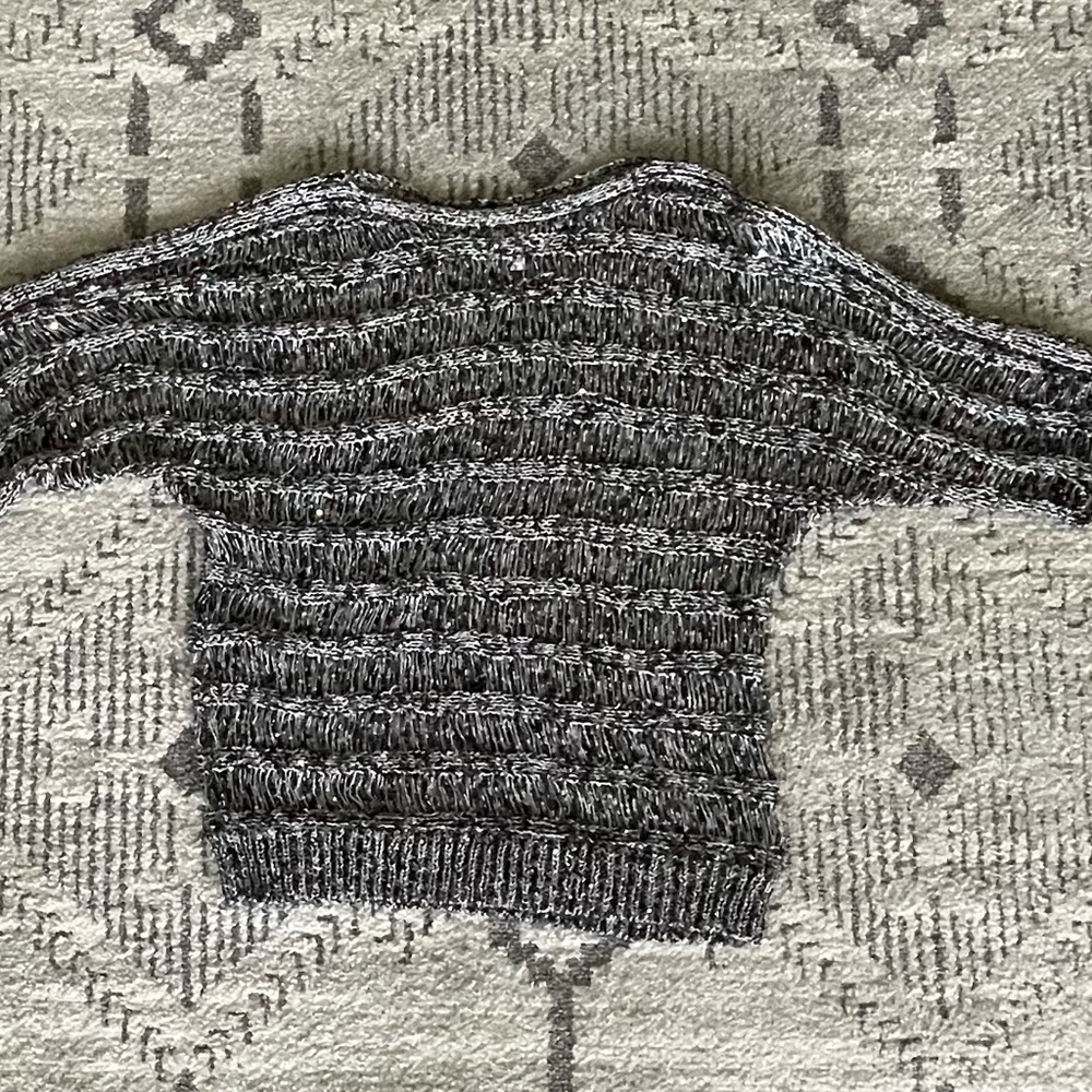 Chico's Black and White Sequin Crew Neck Sweater.